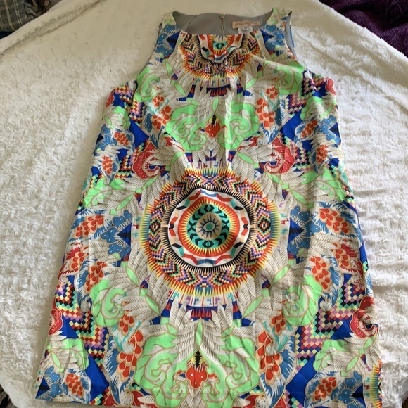 MARA HOFFMAN Jungle trip colorful geometric dress sz M retro multicolored party - Picture 15 of 16